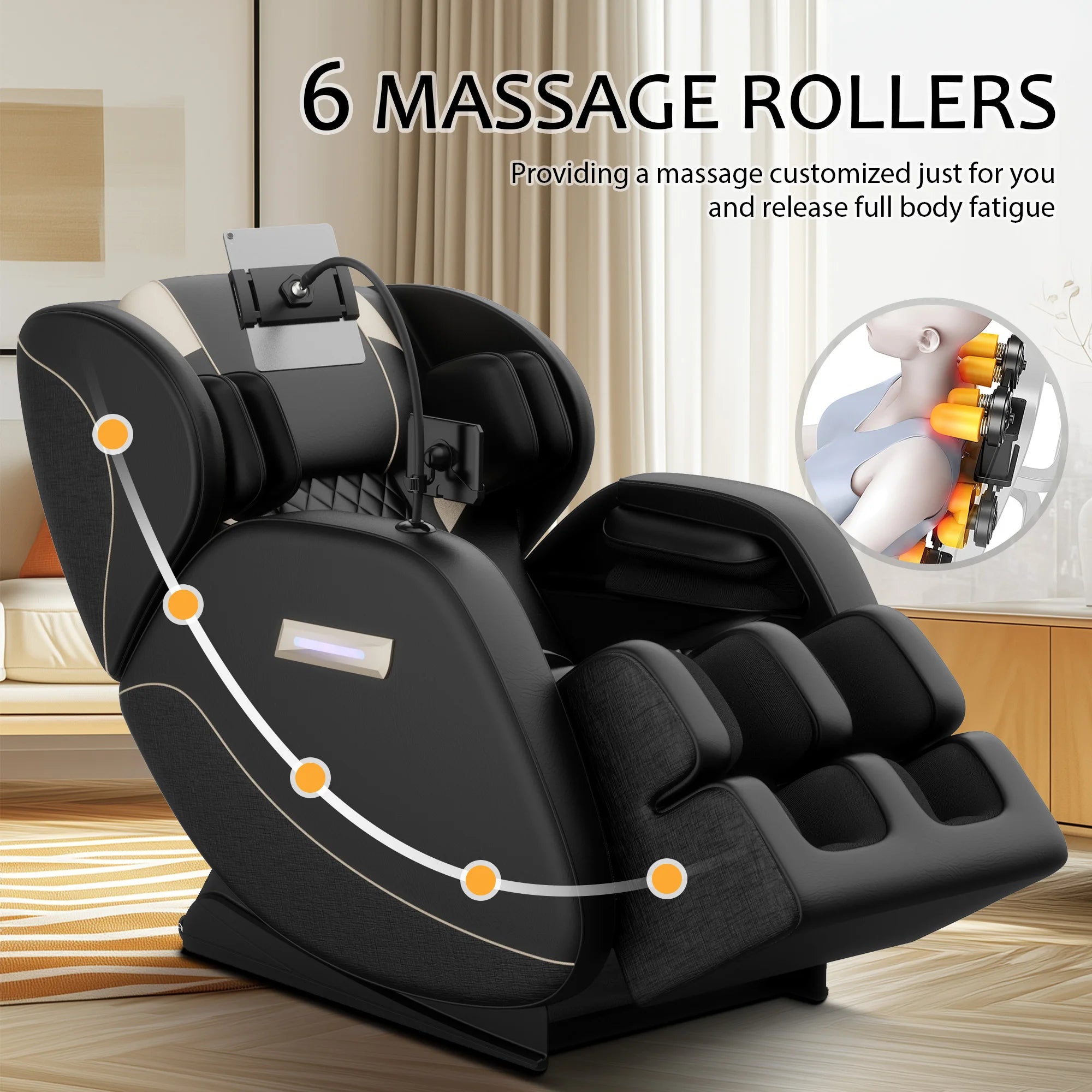 Zero Gravity Full Body Massage Chair with Heating, Airbags, Foot Roller & Touch Screen