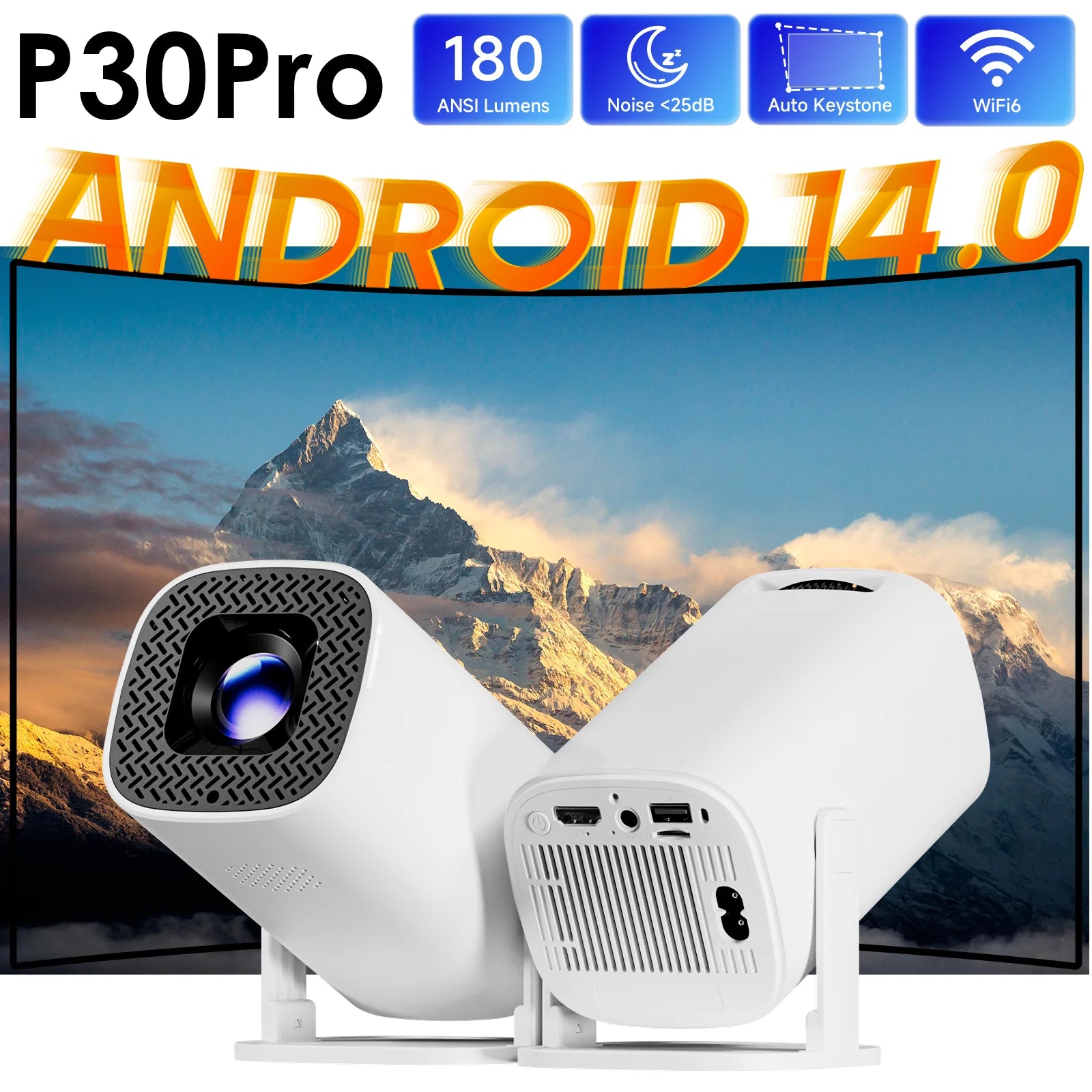 Android 14 Smart Mini Projector