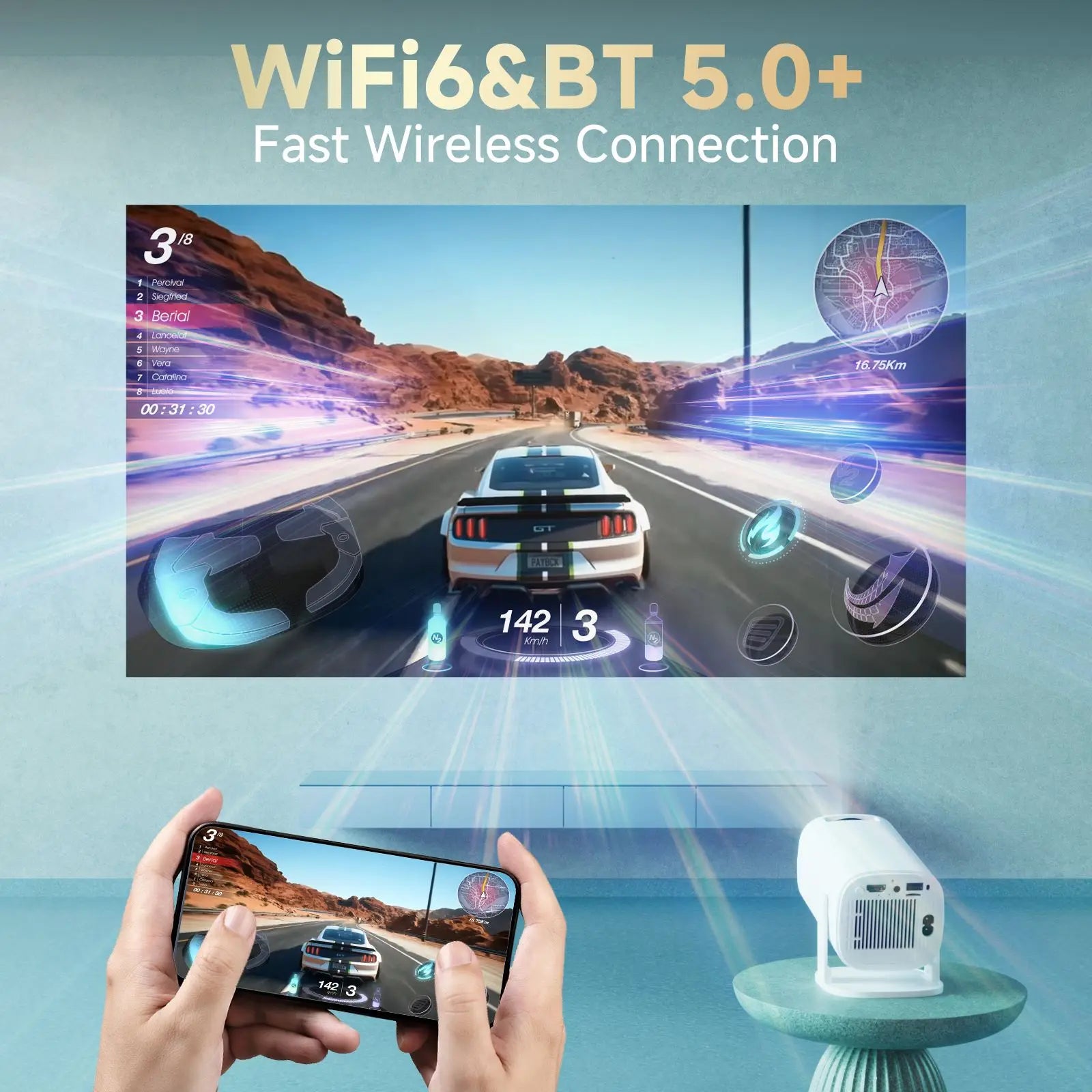 Android 14 Smart Mini Projector