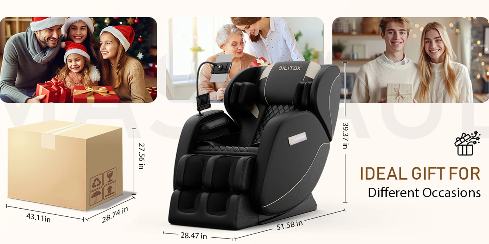 Zero Gravity Full Body Massage Chair with Heating, Airbags, Foot Roller & Touch Screen